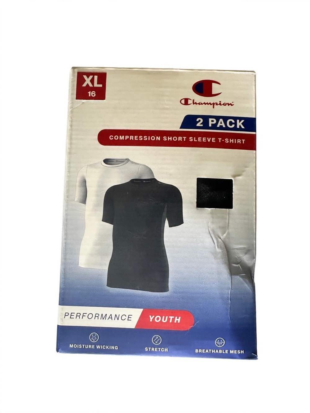 Champion Youth Compression Short Sleeve T-Shirt 2-Pack - Black & White